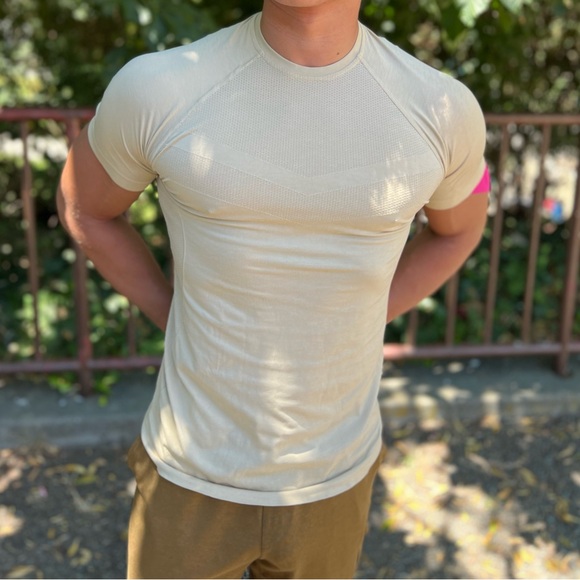 ALPHALETE MEN NUDE BEIGE WORKOUT T SHIRT WORKOUT GYM SHIRT LIGHTWEIGHT GYM SPORT - Picture 11 of 16